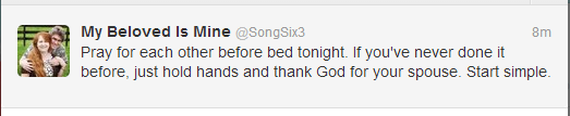 Praying for each other tweet from songsix3