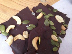 chocolate bark with nuts and seeds
