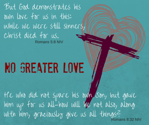 But God demonstrates his own love for us