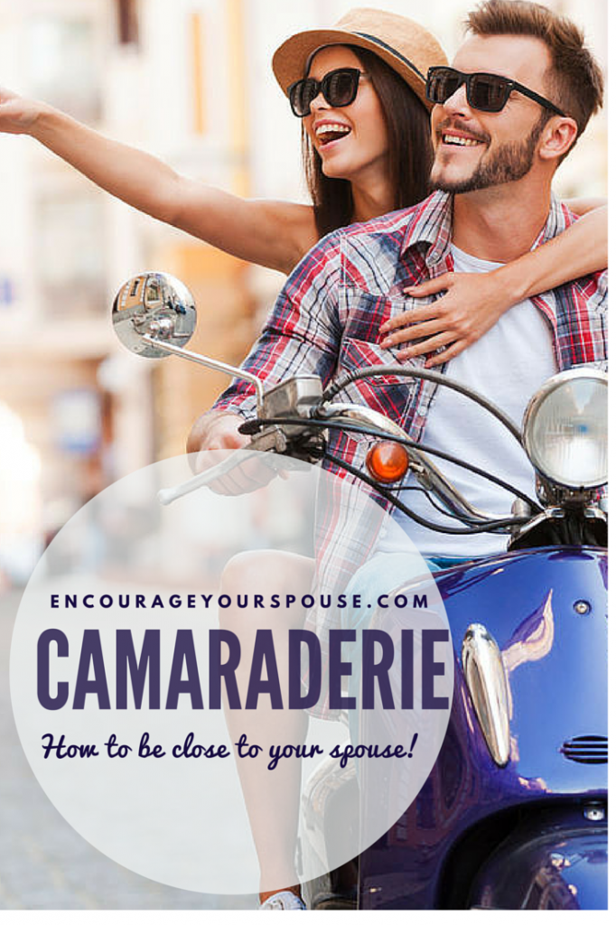 Use the Value of Camaraderie to be close to your spouse - the rewards are satisfaction of being a team and a life-long friend